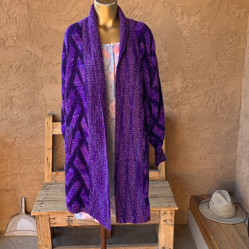 Vintage Purple Sweater Jacket Cardigan